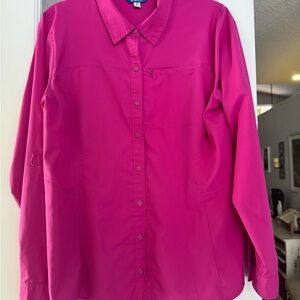 Vibrant Fuchsia Button-Up Blouse